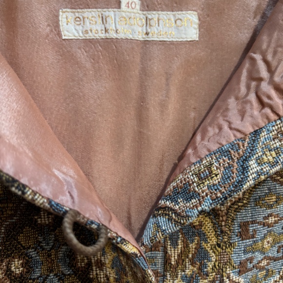 Vintage 80s Vest Unisex Size S/M Unique Jacquard Tan Blue Kerstin Adolphson - Picture 2 of 5